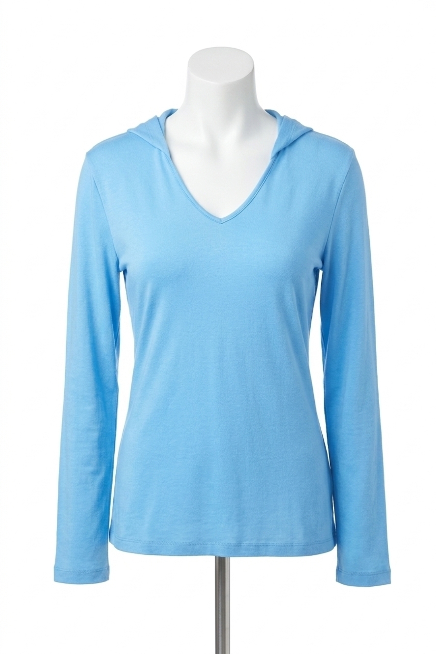 NEW ANGEL hooded v-neck top in turquoise